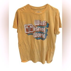 Disney Parks Walt Disney World Retro Rainbow Logo Mickey Yellow Shirt Large
